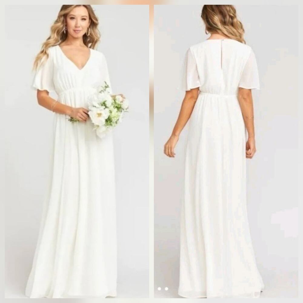 Show Me Your Mumu Emily Empire Maxi Dress SZ XL Chiffon x-large Ivory White